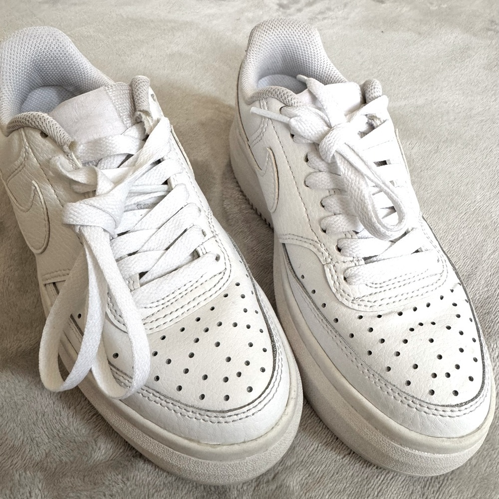 White womens platform Nike shoes